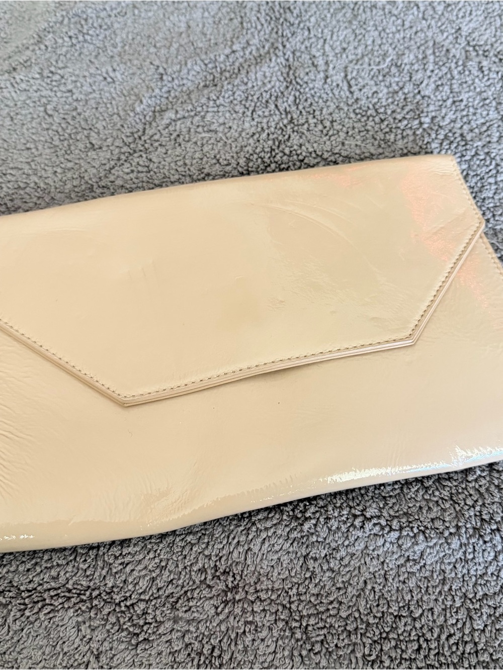 Neutral Patent Envelope Clutch - Elegant Cream Women’s Bag